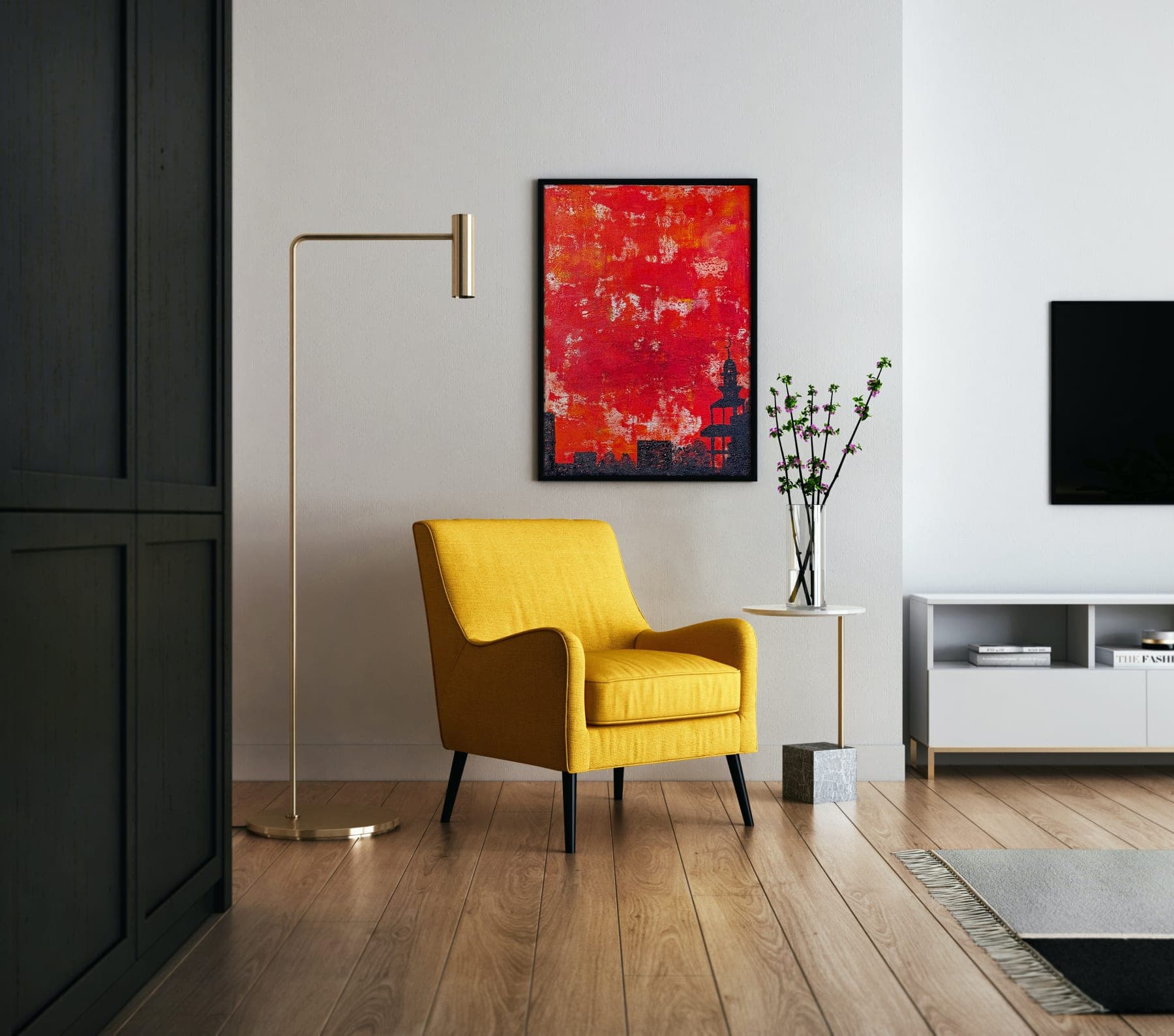 Painting installed in an interior